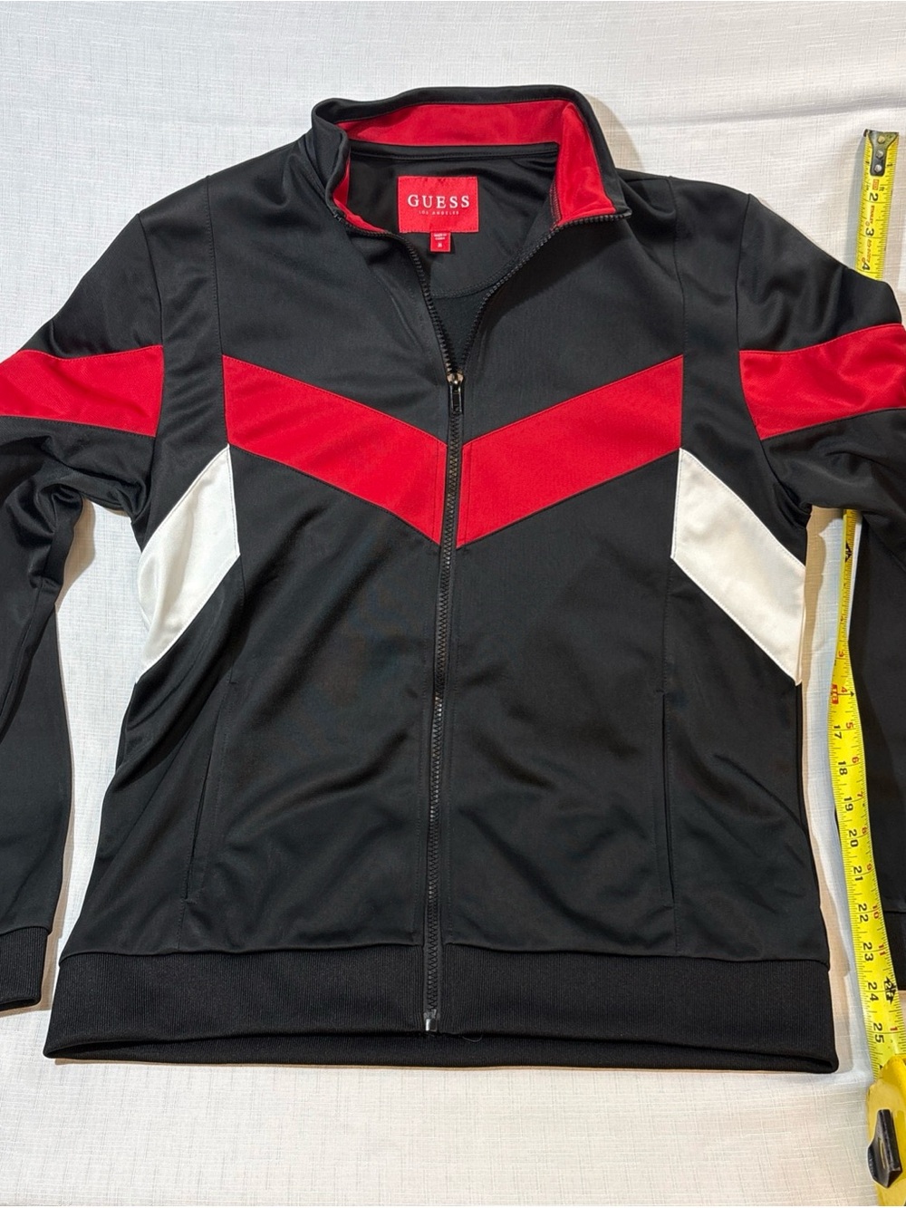 Guess LA Women’s Medium Track Jacket Full Zip Black Red & White